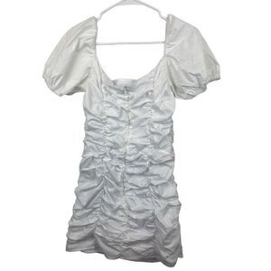 Superdown White‎ Revolve Scrunch Dress Cotton Nylon Spandex  Bride Size L